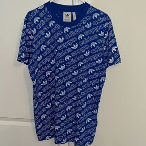 Adidas Print Trefoil urban gym men’s T Shirt Mens BIg Logo L Duke Royal Blue